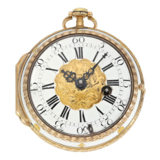 French 20K rose gold and enamel open faced verge watch Circa 1750 French 20K rose gold and enamel open faced verge watch Circa 1750
