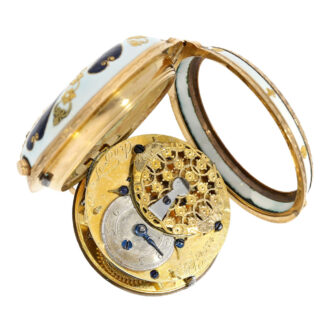 French 20K rose gold and enamel open faced verge watch Circa 1750 French 20K rose gold and enamel open faced verge watch Circa 1750