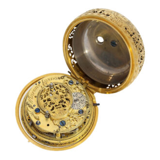 English gold repeating repoussé verge with alarm Circa 1718-1734