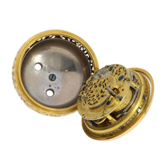 English gold repeating repoussé verge with alarm Circa 1718-1734