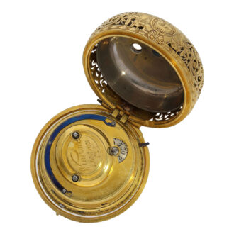 English gold repeating repoussé verge with alarm Circa 1718-1734