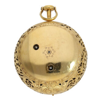 English gold repeating repoussé verge with alarm Circa 1718-1734