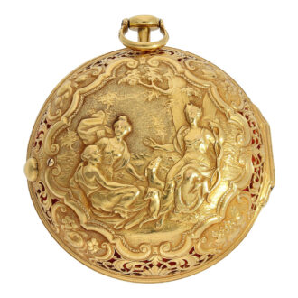 English gold repeating repoussé verge with alarm Circa 1718-1734