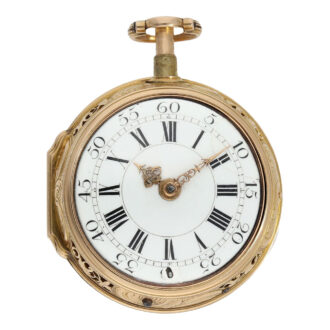 Swiss gold quarter repeating repoussé verge watch Circa 1760