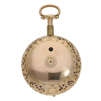 Swiss gold quarter repeating repoussé verge watch Circa 1760