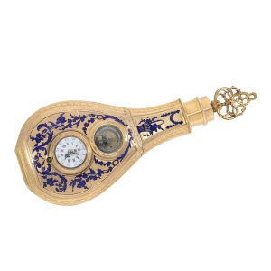 Large English 18K gold and enamel form watch Circa 1790