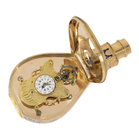 Large English 18K gold and enamel form watch Circa 1790 Large English 18K gold and enamel form watch Circa 1790