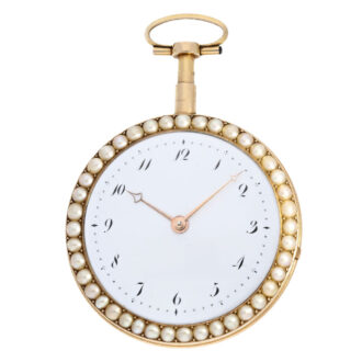 French gold, enamel, diamonds and pearl-set virgule watch Circa 1800