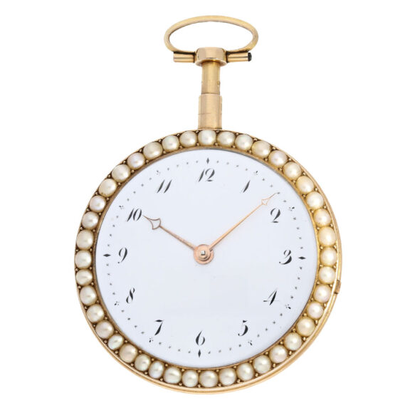 French gold, enamel, diamonds and pearl-set virgule watch Circa 1800 French gold, enamel, diamonds and pearl-set virgule watch Circa 1800