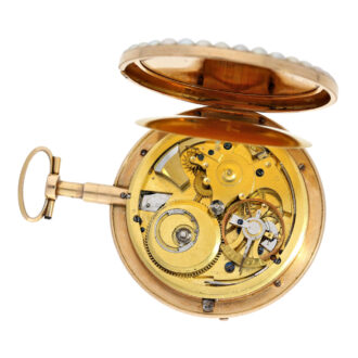 French gold, enamel, diamonds and pearl-set virgule watch Circa 1800