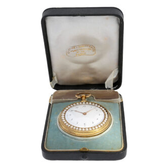 French gold, enamel, diamonds and pearl-set virgule watch Circa 1800