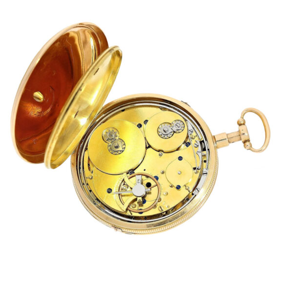Swiss gold and enamel quarter repeating musical cylinder watch Circa 1820 Swiss gold and enamel quarter repeating musical cylinder watch Circa 1820