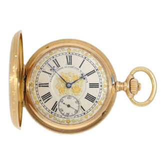 German 18 carat gold and enamel hunting cased pocket watch, circa 1892