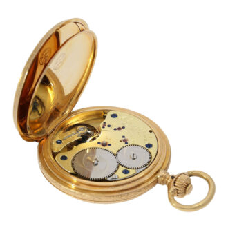German 18 carat gold and enamel hunting cased pocket watch, circa 1892