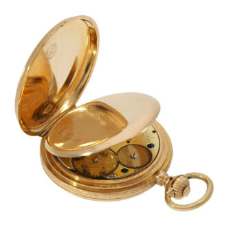 German 18 carat gold and enamel hunting cased pocket watch, circa 1892