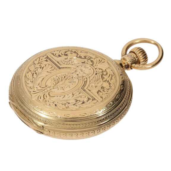 German rose gold hunting cased quarter repeating lever Circa 1884 German rose gold hunting cased quarter repeating lever Circa 1884