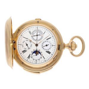 Swiss rose gold hunting cased complicated lever watch Circa 1900