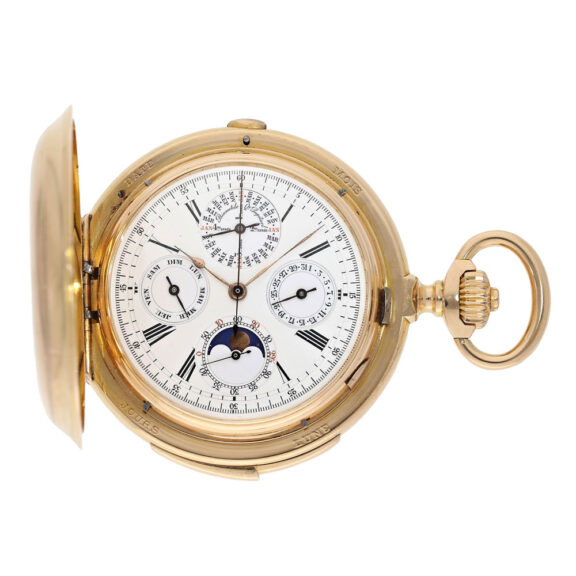 Swiss rose gold hunting cased complicated lever watch Circa 1900
