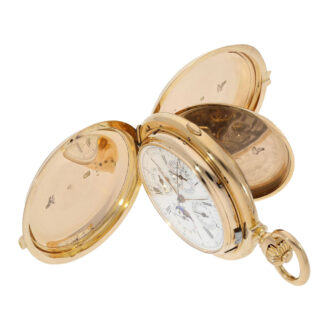 Swiss rose gold hunting cased complicated lever watch Circa 1900