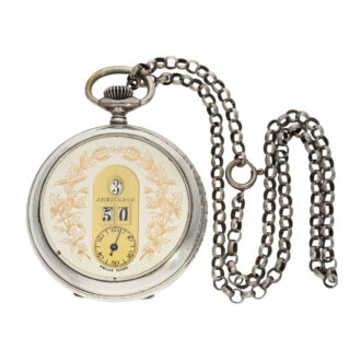 Swiss silver digital watch with jumping hours and minutes Circa 1910