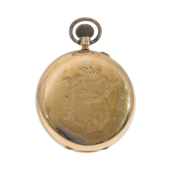 English 18 carat gold full hunter pocket watch Circa 1906