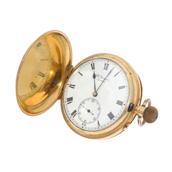 English 18 carat gold full hunter pocket watch Circa 1906 English 18 carat gold full hunter pocket watch Circa 1906