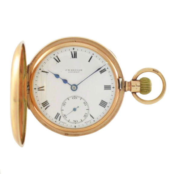 English 9 carat rose gold half hunter lever watch Circa 1900