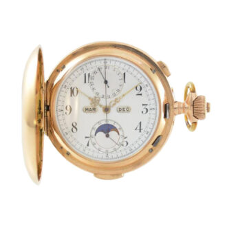 Swiss full hunter with repetition and calendar Circa 1900