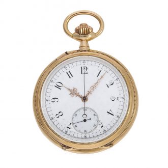 Early French 18 Carat gold chronograph pocket watch Circa 1890