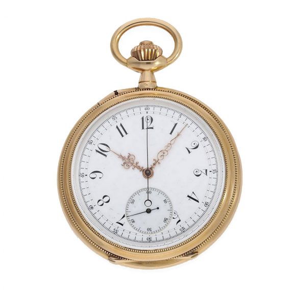 Early French 18 Carat gold chronograph pocket watch Circa 1890