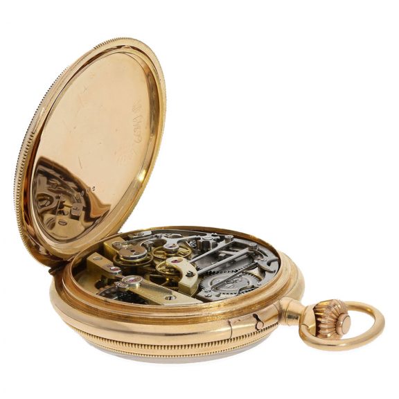 Early French 18 Carat gold chronograph pocket watch Circa 1890 Early French 18 Carat gold chronograph pocket watch Circa 1890