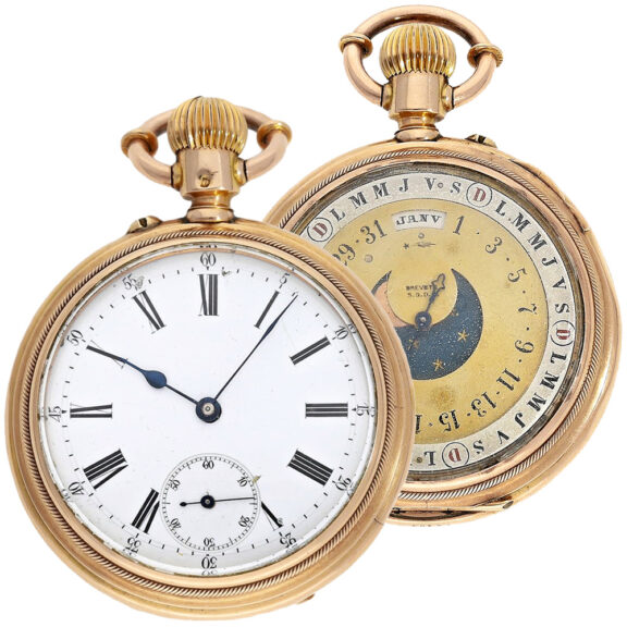 Swiss double-sided decorative calendar watch Circa 1880