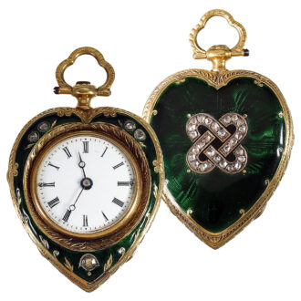 French gold and enamel watch in the shape of a heart Circa 1850