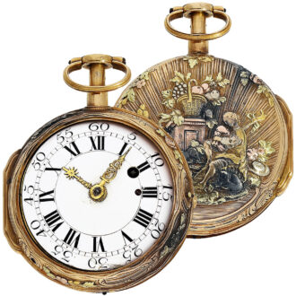 French four-coloured gold repeating verge watch Circa 1760