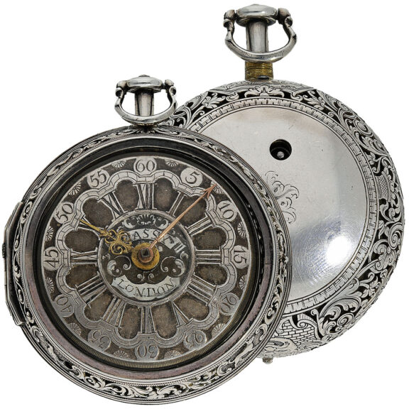 English silver pair-cased watch with champlevé dial Circa 1700 English silver pair-cased watch with champlevé dial Circa 1700