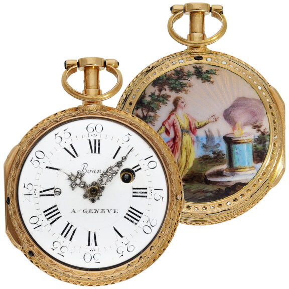 French gold and enamel repeating à toc et à tact watch Circa 1770