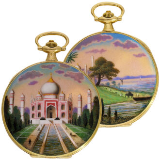 Rare Swiss gold enamel full hunter for the Indian market Circa 1925
