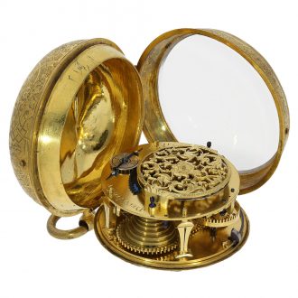 Large French gilt Oignon pocket watch with alarm Circa 1710