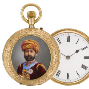 Swiss 18k gold cylinder watch with enamel portrait Circa 1910