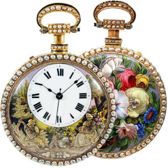Exceptional Swiss gold quarter repeating automaton Circa 1820