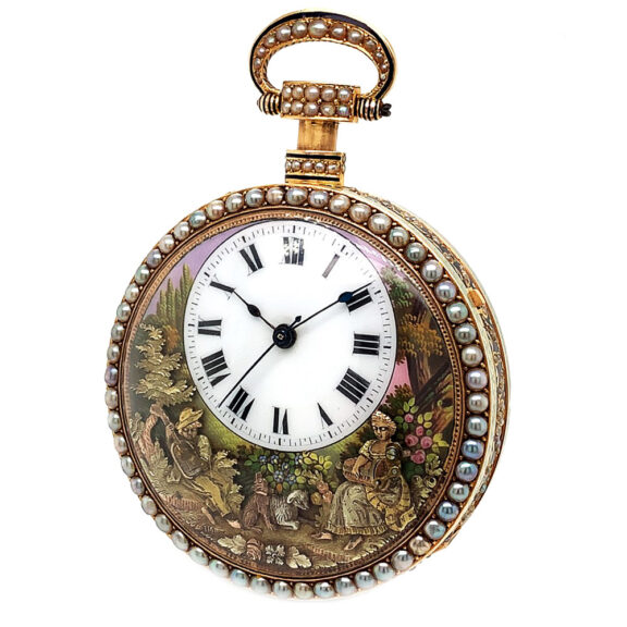 Exceptional Swiss gold quarter repeating automaton Circa 1820 Exceptional Swiss gold quarter repeating automaton Circa 1820