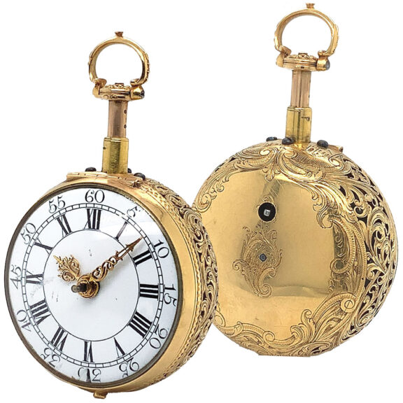 Swiss gold and agate pair cased quarter repeating pocket watch Circa 1750