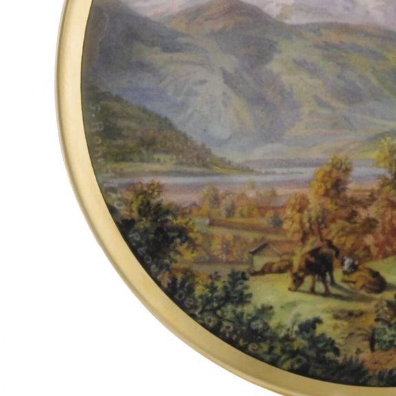 Unique Swiss gold lever with enamel painted scene Circa 1969 Unique Swiss gold lever with enamel painted scene Circa 1969