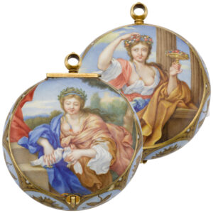 French enamel painted watch with shagreen outer cover Circa 1650