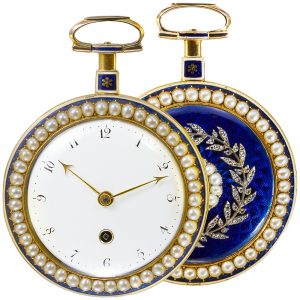 English gold, enamel, diamond and pearl set watch Circa 1800