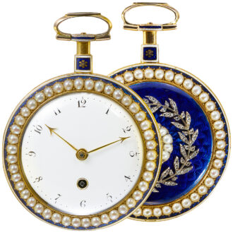 English gold, enamel, diamond and pearl set watch Circa 1800
