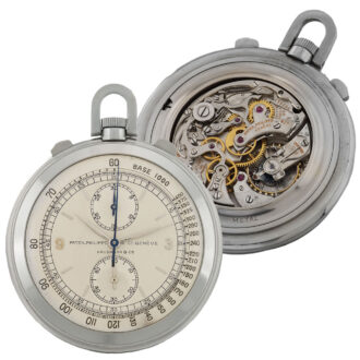 Swiss stainless steel pocket watch with chronograph Circa 1939