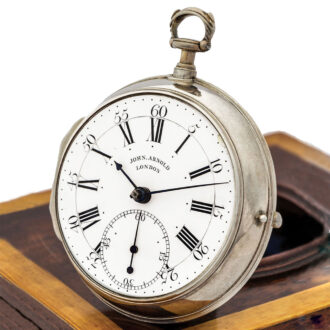Large silver English deck chronometer with O-Z balance Circa 1774