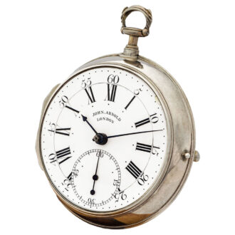 Large silver English deck chronometer with O-Z balance Circa 1774