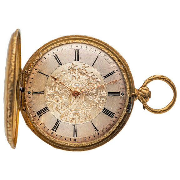 Swiss 18K yellow gold hunting cased pocket watch Circa 1840